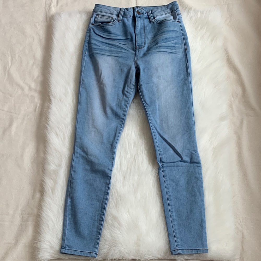 High-Rise Sky Blue Skinny Jeans for Women